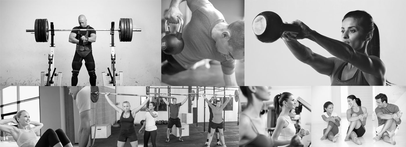 Fitness Club Activities: weight lifting, Kettlebell, stretching, calisthenics