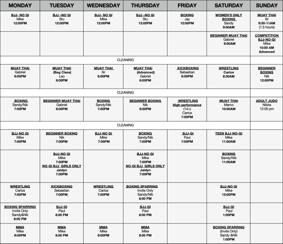 October 2025 MMA Schedule